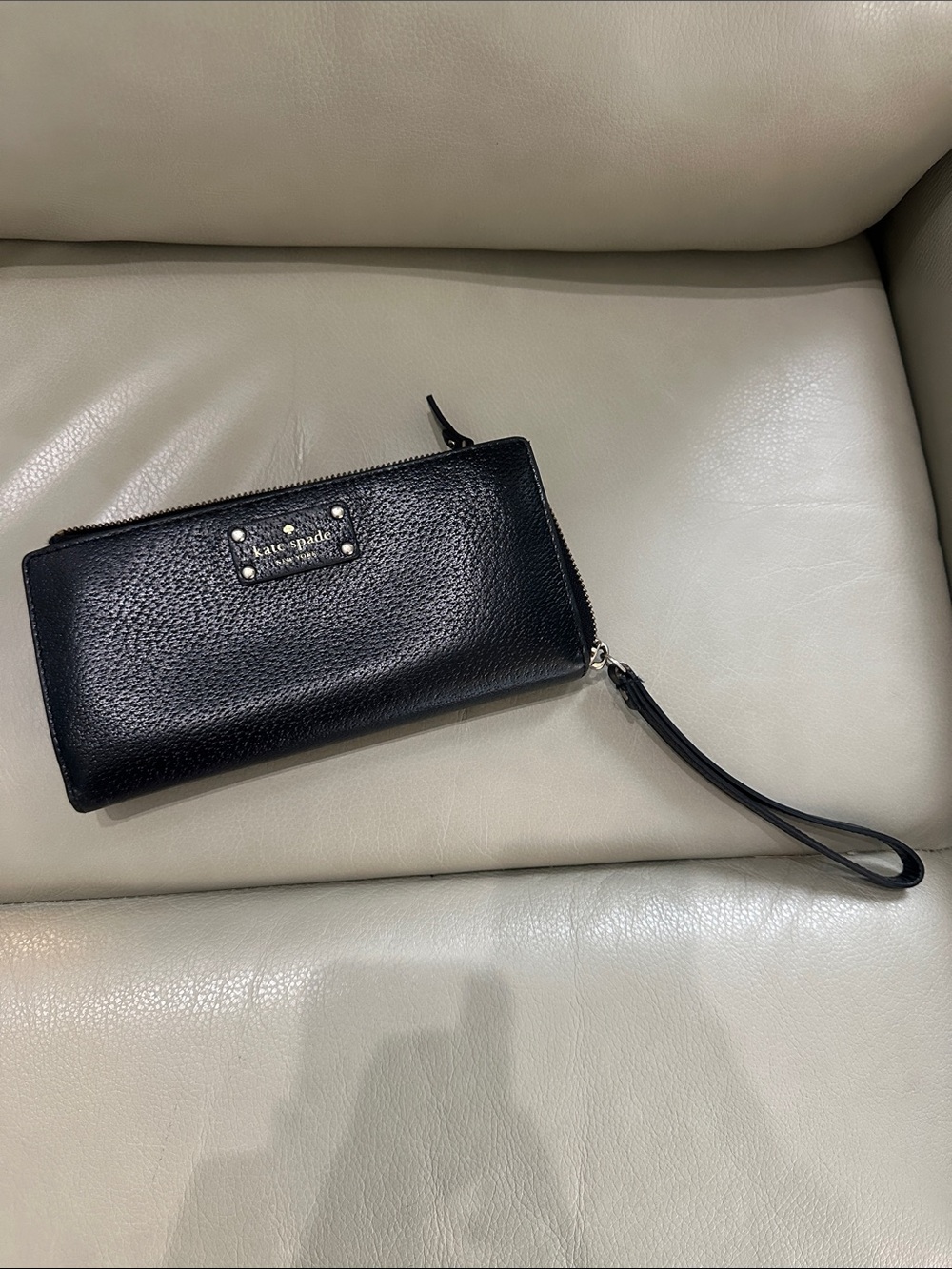 kate spade Black Pebbled Leather Wristlet Clutch